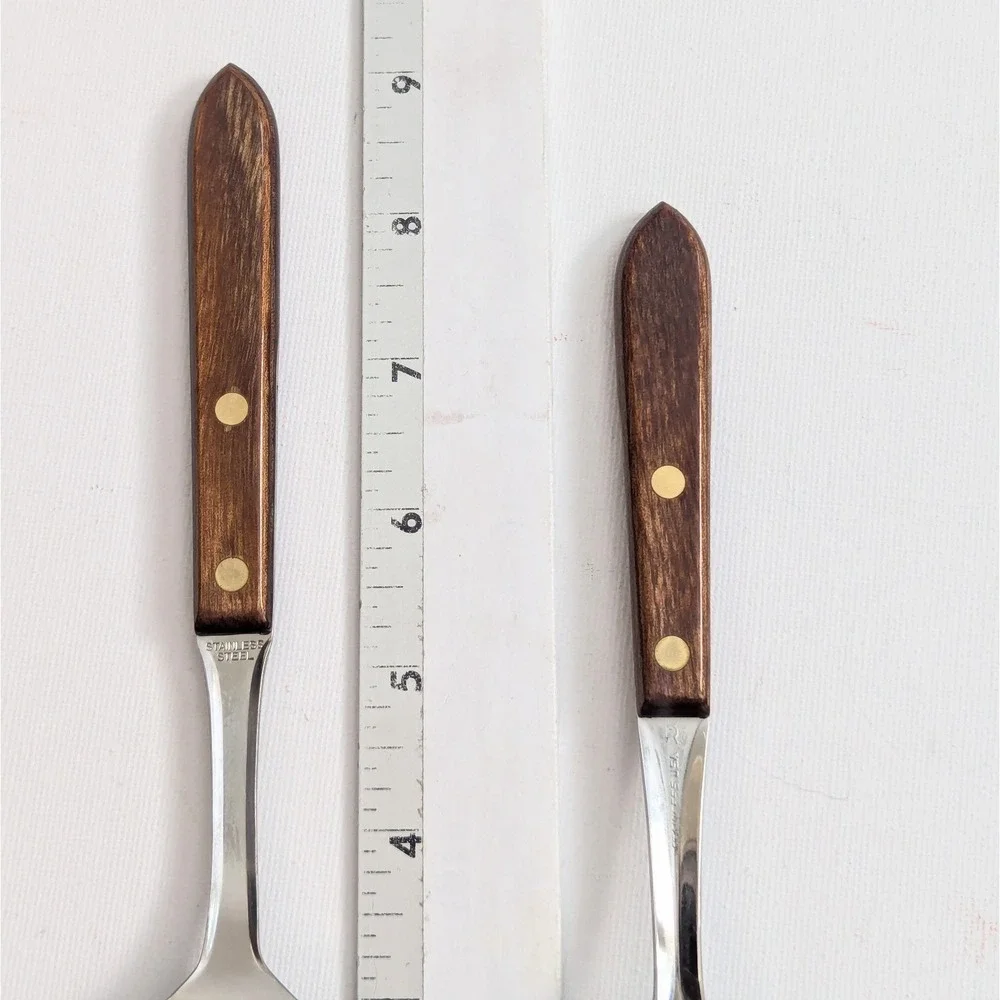 VTG Washington Forge TOWN COUNTRY Stainless USA Wood Handle Serving Spoon Fork